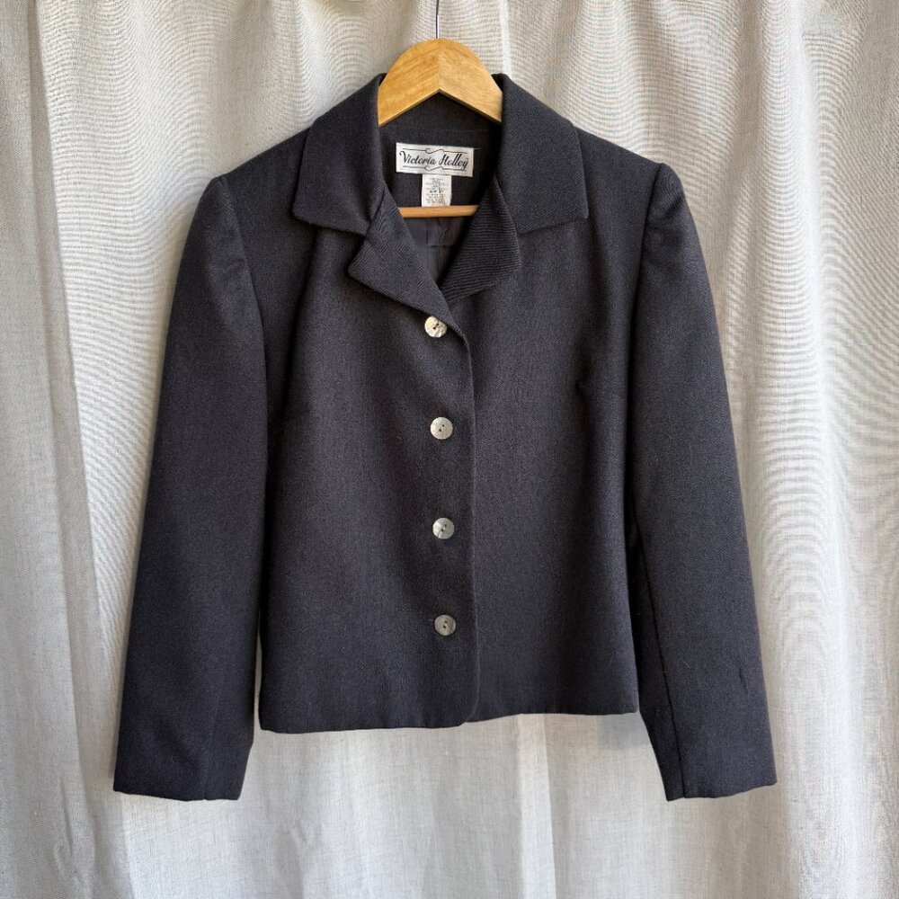 Vintage Black Tailored Blazer Victoria Holley Size M Minimalist